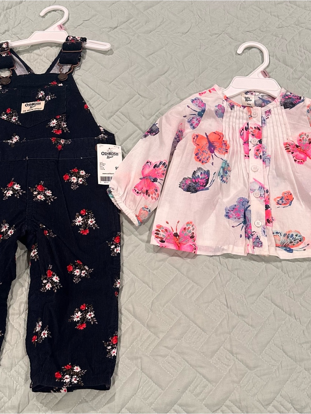OshKosh B'gosh Navy Floral Corduroy Overalls